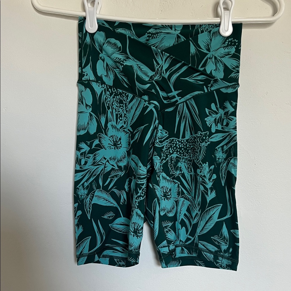 Aerie Teal Floral Bike Shorts